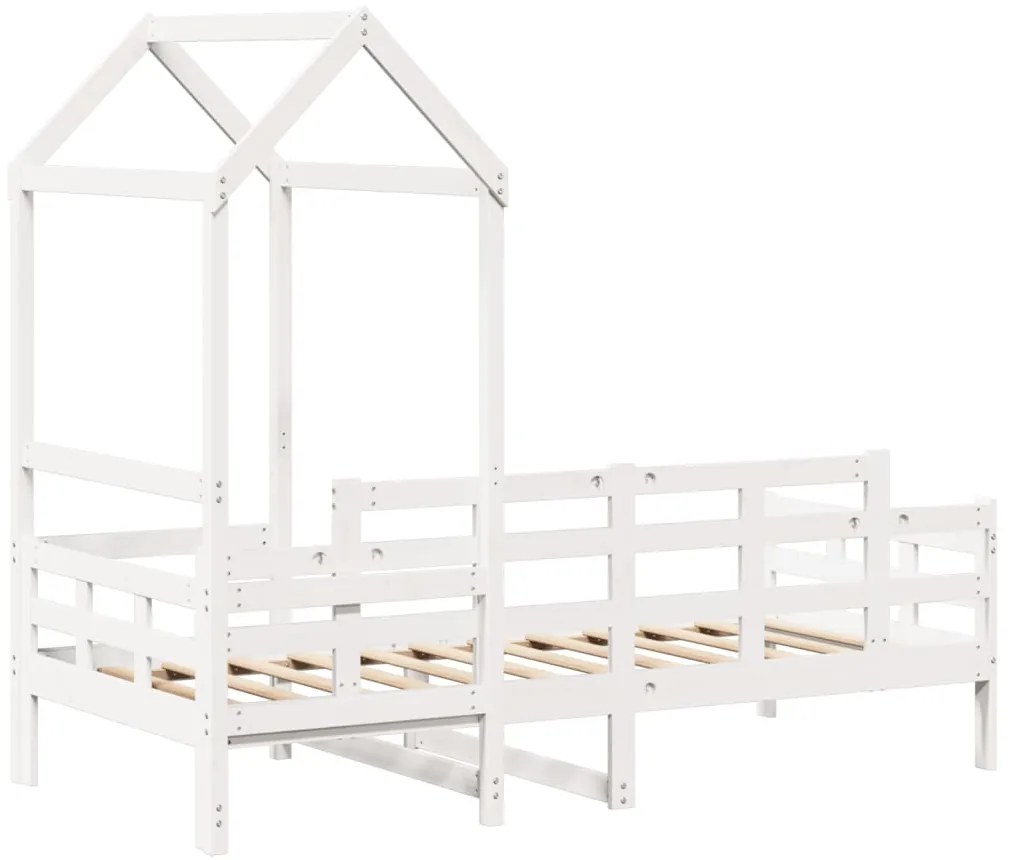 Sofá-cama c/ telhado 90x190 cm madeira de pinho maciça branco