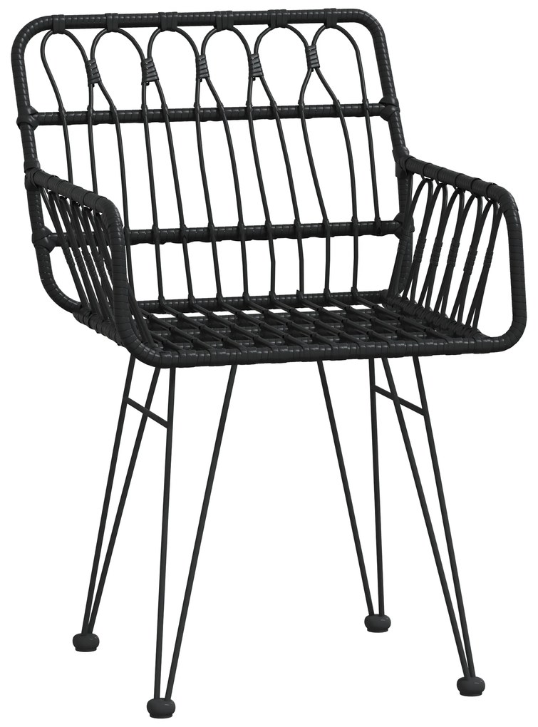 Conjunto de Jantar Jardim 3 Peças Preto Poliéster Rattan