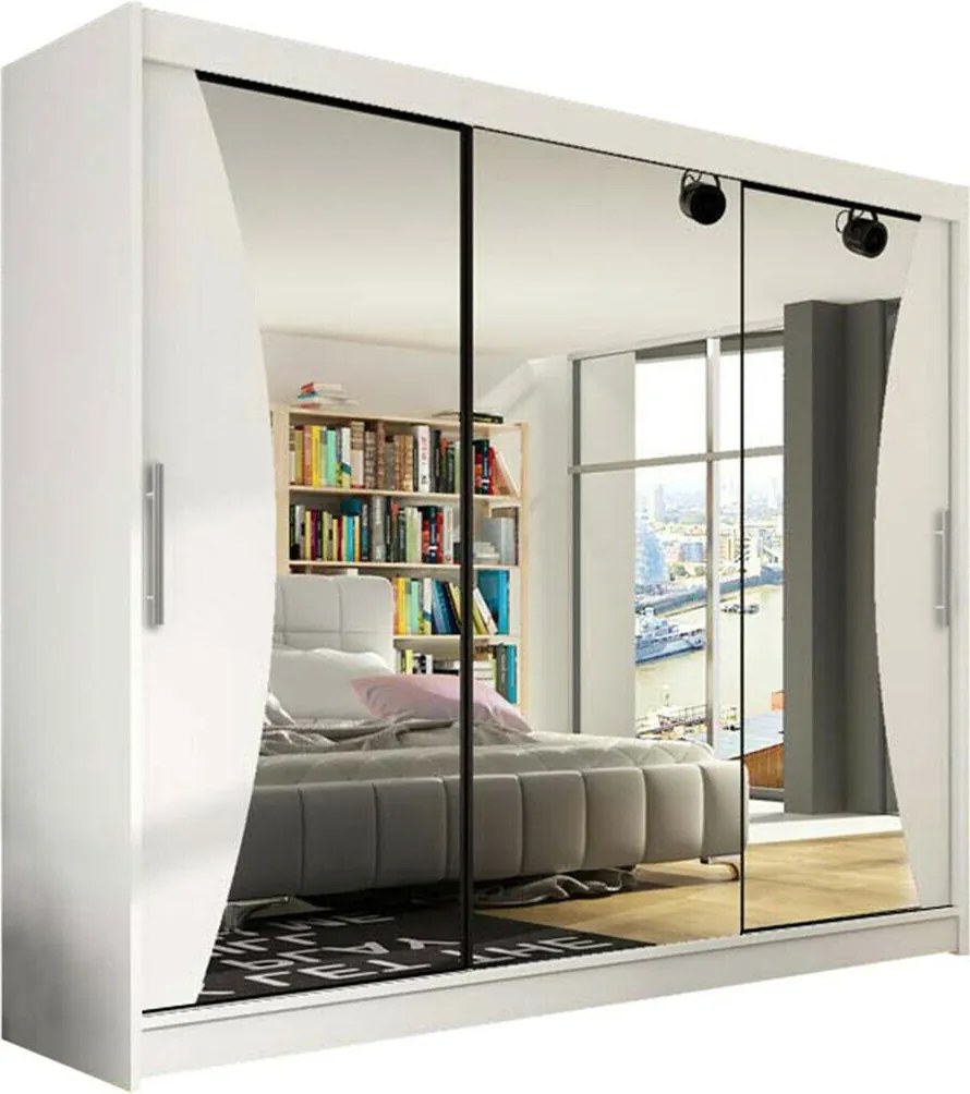 Roupeiro Closico 120, Branco, 215x250x58cm, 184 kg, Portas para roupeiro: Deslizante, Número de prateleiras: 9, Número de prateleiras: 9