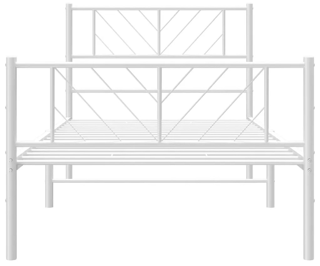 Estrutura de cama com cabeceira e pés 90x190 cm metal branco