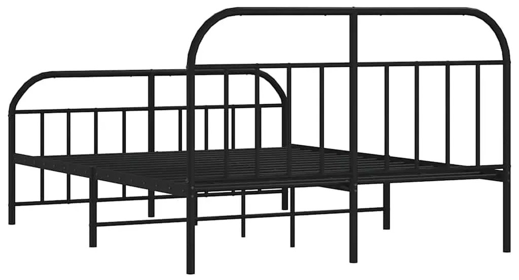 Estrutura de cama com cabeceira e pés 183x213 cm metal preto