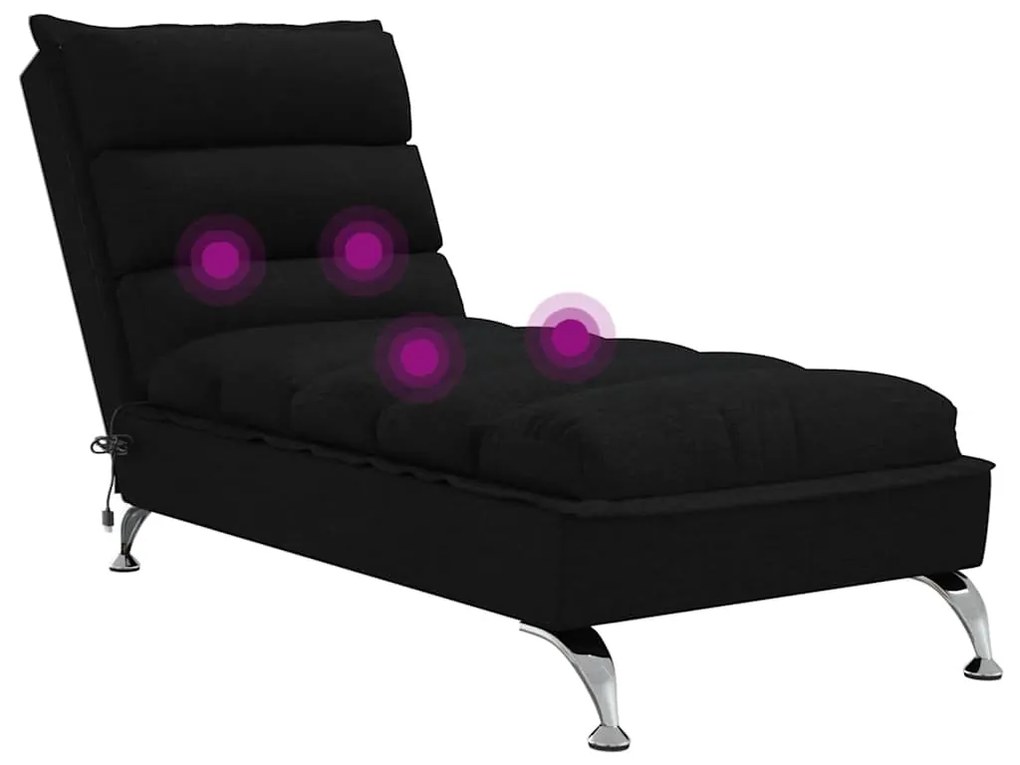 Chaise lounge de massagem com almofadões tecido preto