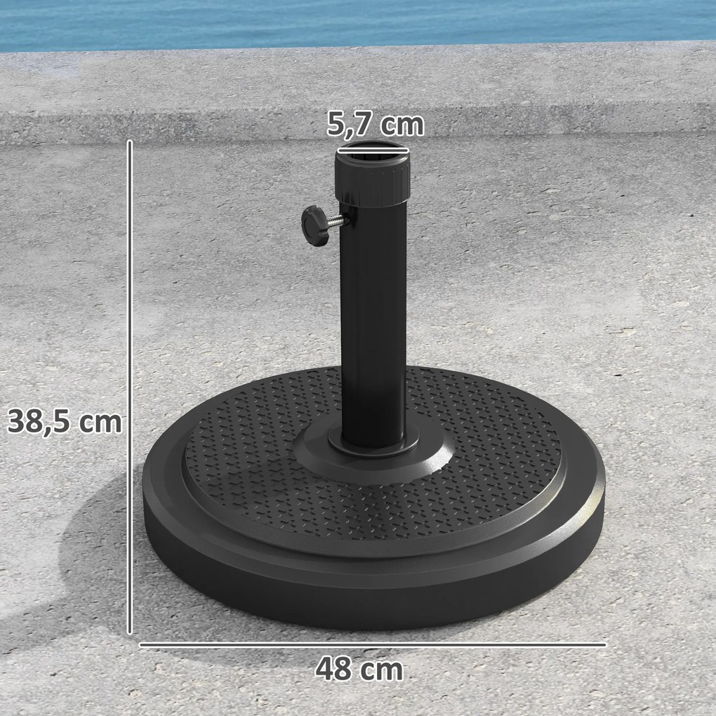 Base para guarda-sol de exterior Ø 48 x 38,5 cm para mastros com Ø 38 e 48 mm, peso líquido 22 kg, em metal preta