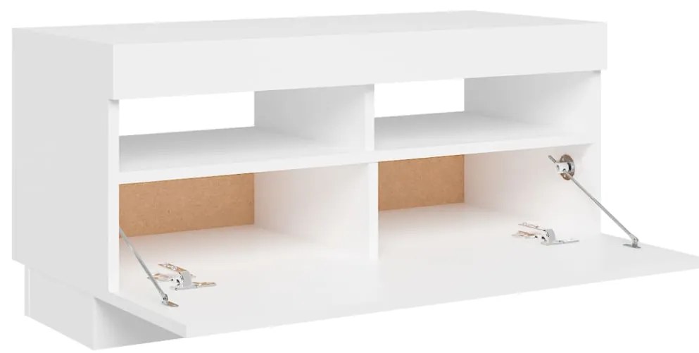 Móvel de TV com luzes LED 80x35x40 cm branco