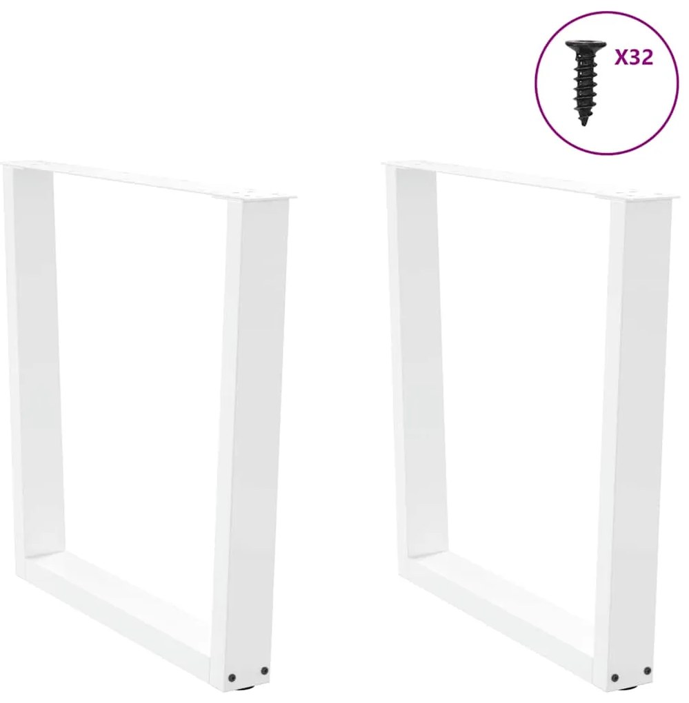 Pernas para mesa de jantar em V, 2 peças, branco, 90x (72-73,3) cm, aç