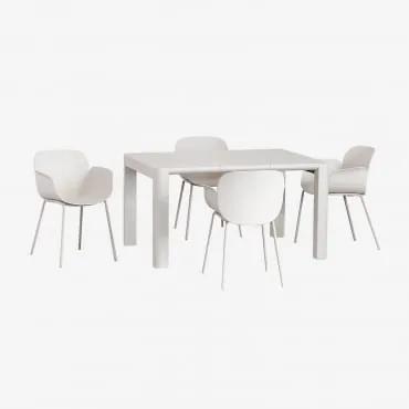Conjunto de mesa retangular Arnadine (140x100 cm) e 4 cadeiras de - Sklum