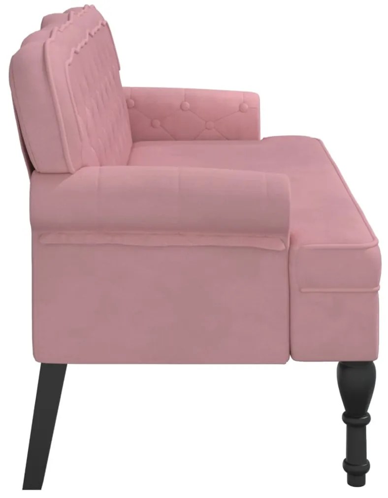 Banco com encosto 119,5x64,5x75 cm veludo rosa