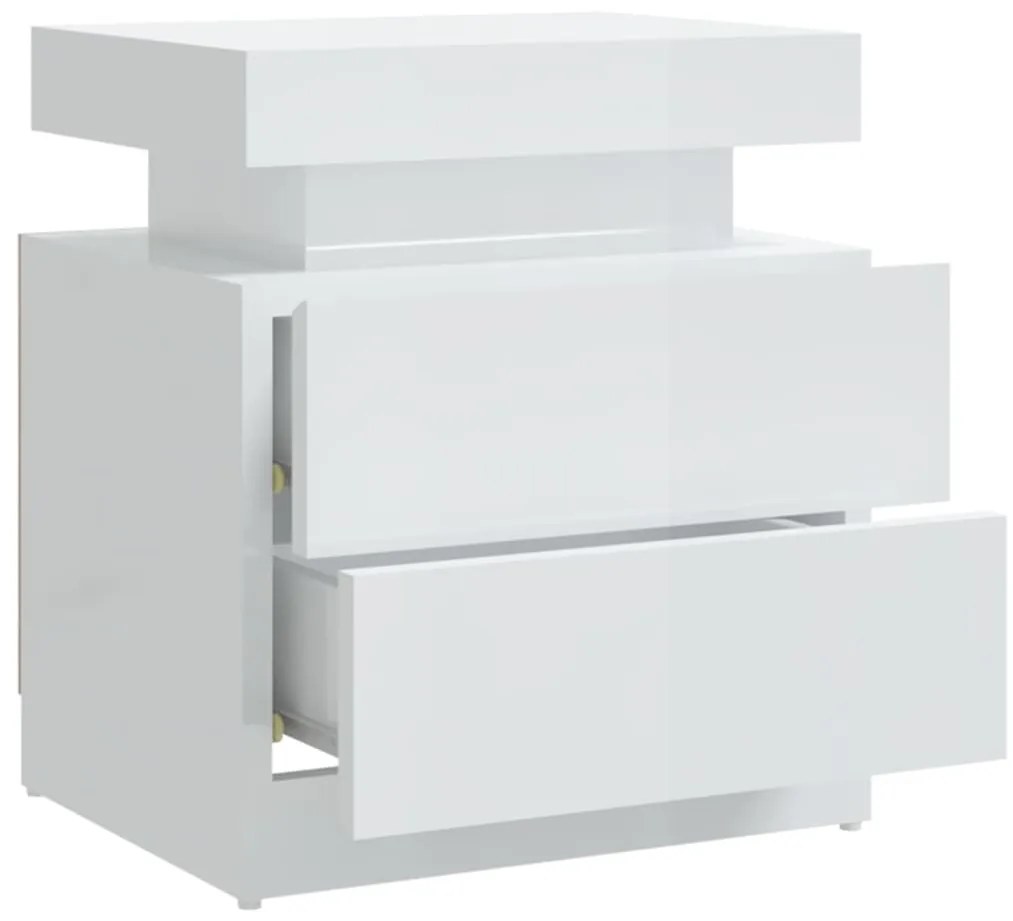 Mesa de cabeceira 45x35x52cm derivados madeira branco brilhante