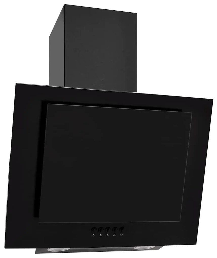 vidaXL Exaustor de parede 60 cm aço inoxidável e vidro temperado preto
