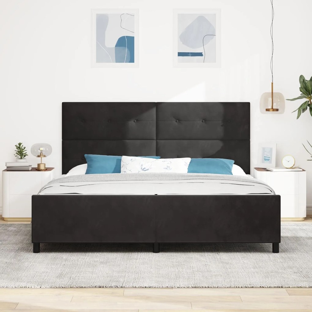 Cama vidaXL Preta 200x200 cm Veludo