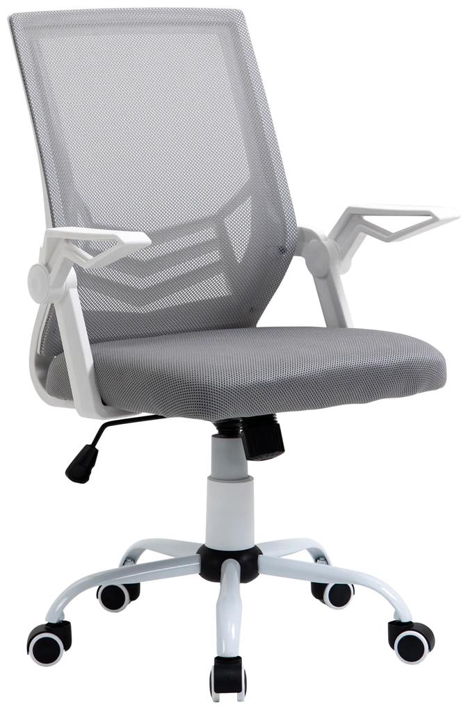 Cadeira de Escritório Ergonômica Giratória com Altura Ajustável Apoio para os Braços Dobrável Suporte Lombar e Encosto Transpirável 62,5x55x94-104cm C