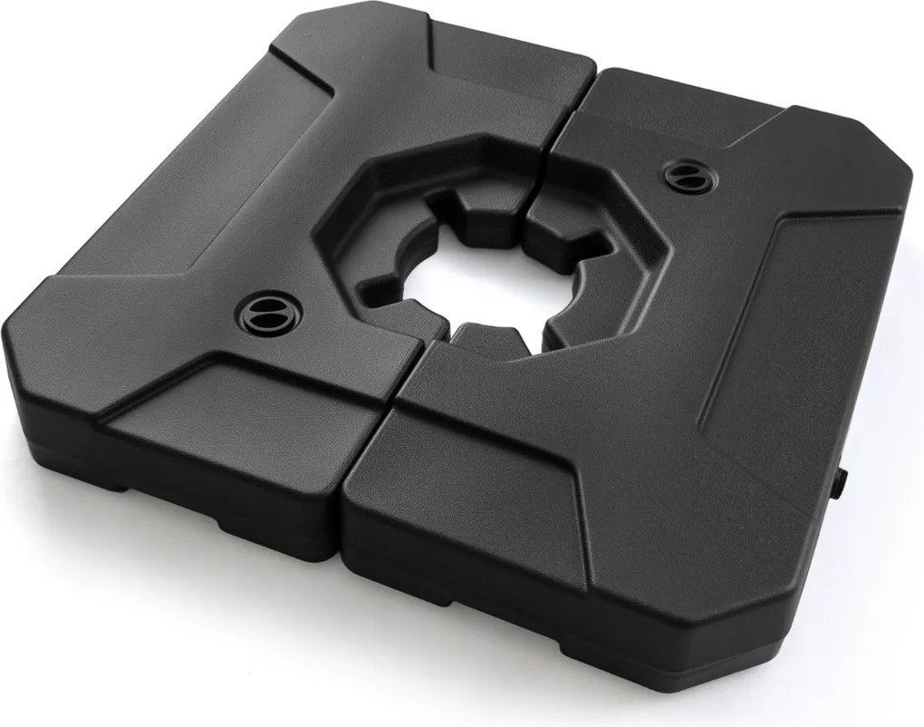 Base para guarda-sol 88 x 88 x 13 cm (BASE CRUZADA NÃO INCLUIDA), 124 kg, 2 placas quadradas pesadas, enchimento com água ou areia, com alças, 88 x 88