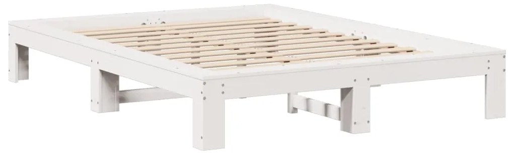 Cama sem colchão 140x200 cm madeira de pinho maciça branco