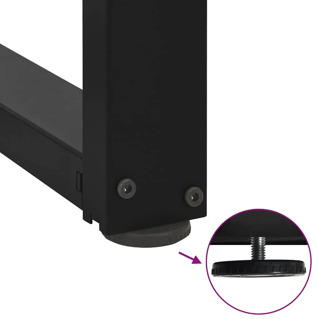 Pés para mesa de centro em forma de T, 2 peças, preto, 60x25x(30-31) c