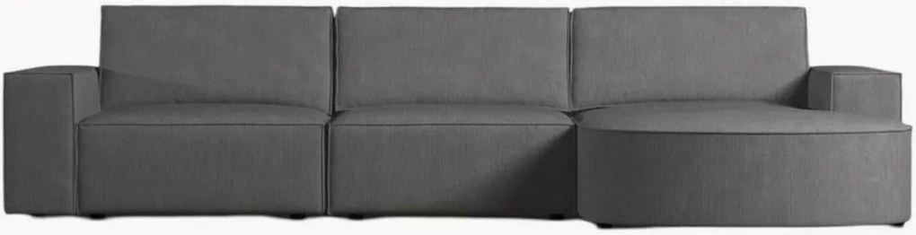 Sofá de canto em bombazina Carlo Rounded (4 lugares)