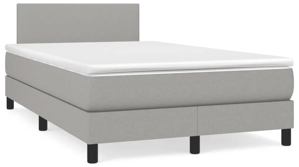 Cama box spring c/ colchão e LED 120x190 cm tecido cinza-claro