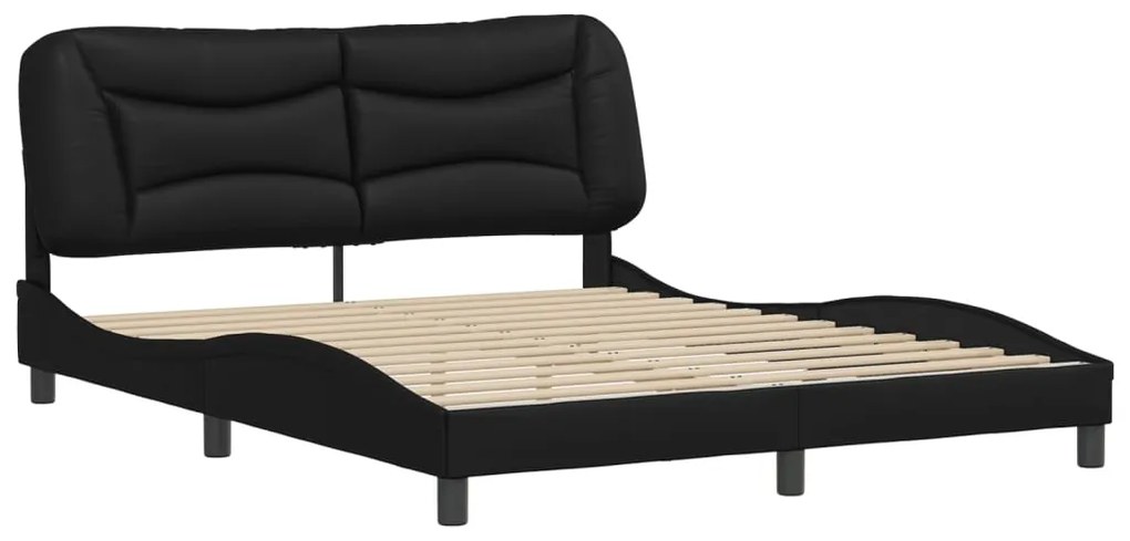 Estrutura cama c/ cabeceira 160x200 cm couro artificial preto
