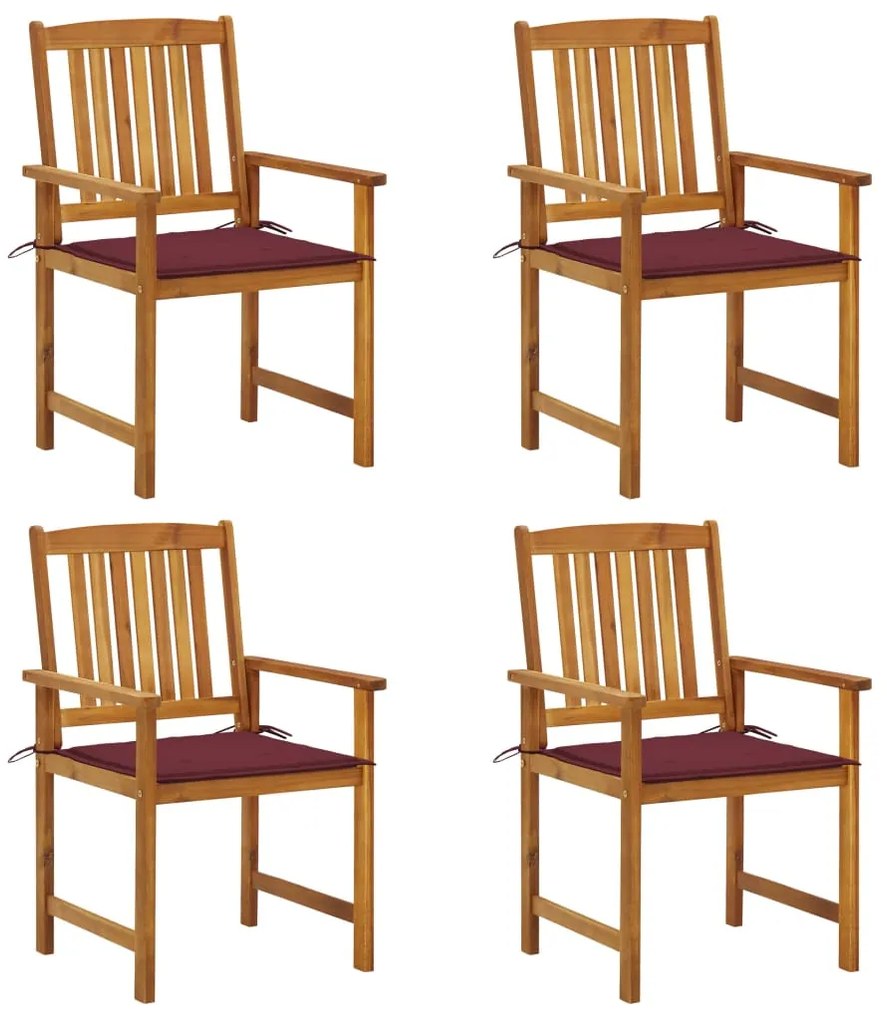 Cadeiras de jardim c/ almofadões 4 pcs madeira de acácia maciça