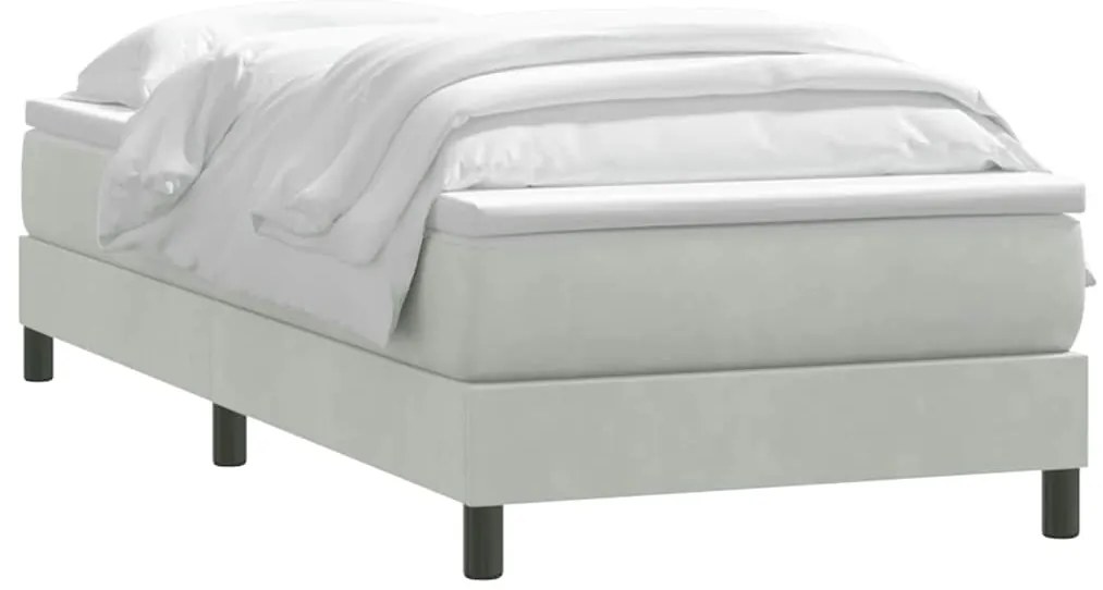 Cama com molas/colchão Cinza Claro 90x210 cm veludo