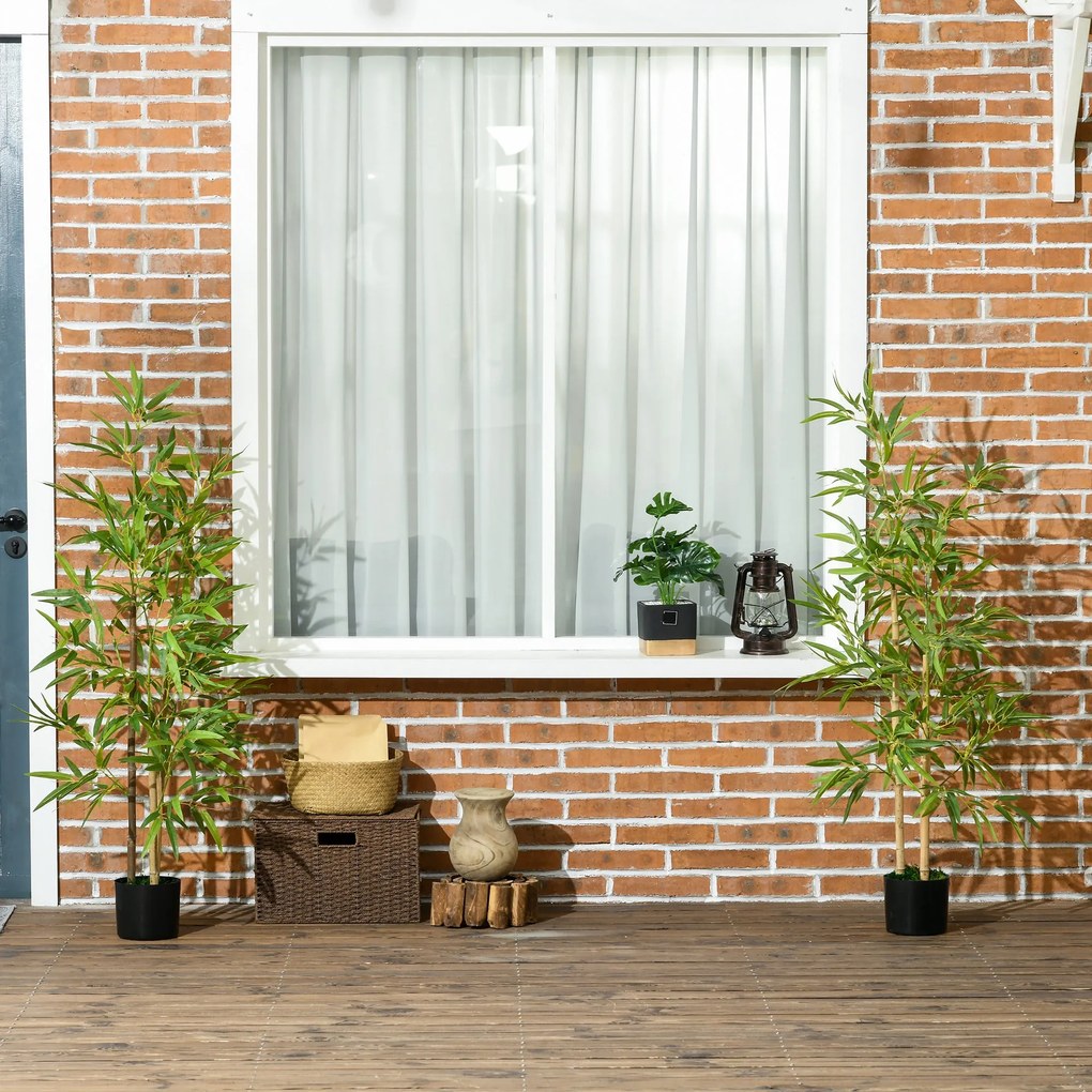 2 Plantas Artificiais com Vaso Plantas Sintéticas de Bambu com 498 Fol
