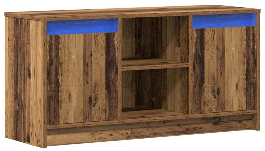 Gabinete de TV com Luzes LED - Madeira Velha, 100x34x50 cm em Madeira