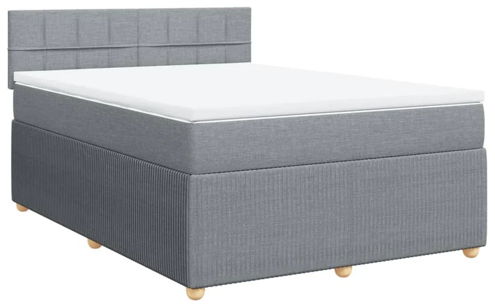 Cama com molas/colchão 160x200 cm tecido cinzento-claro