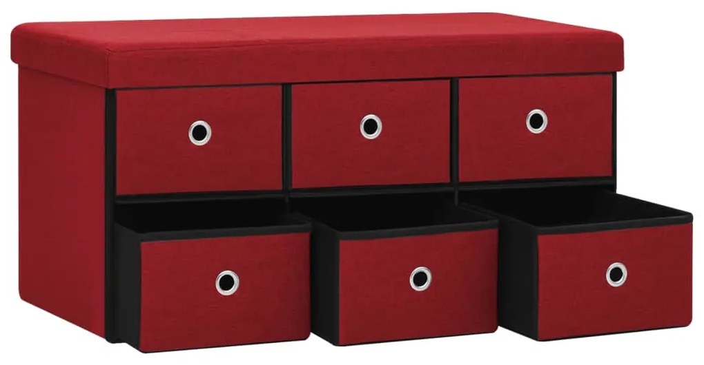 Banco arrumação dobrável 76x38x38 cm linho falso vermelho-tinto