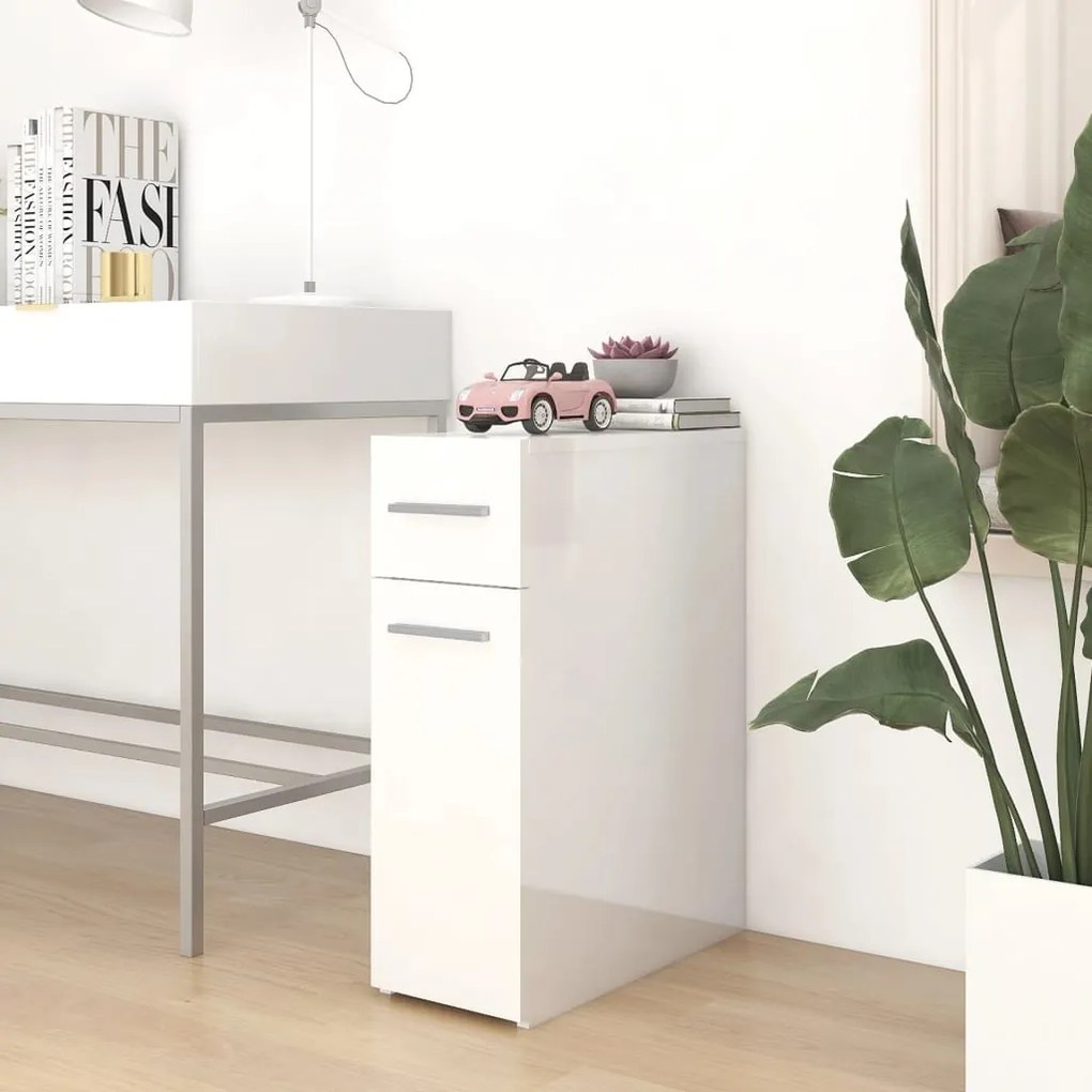 804217 vidaXL Armário boticário 20x45,5x60 cm contraplacado branco brilhante