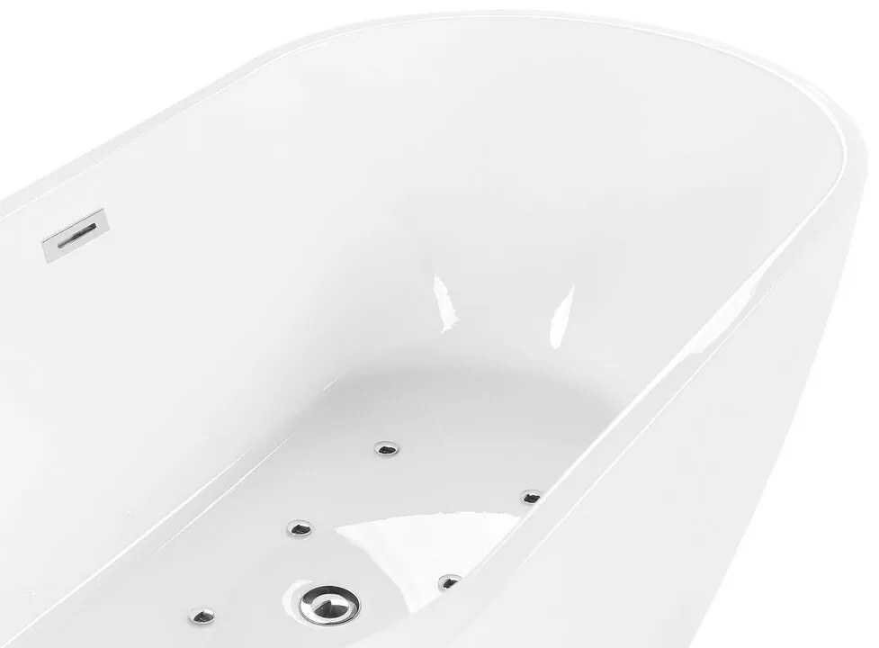 Banheira autónoma com hidromassagem e LEDs em acrílico branco 170 cm NEVIS III Beliani
