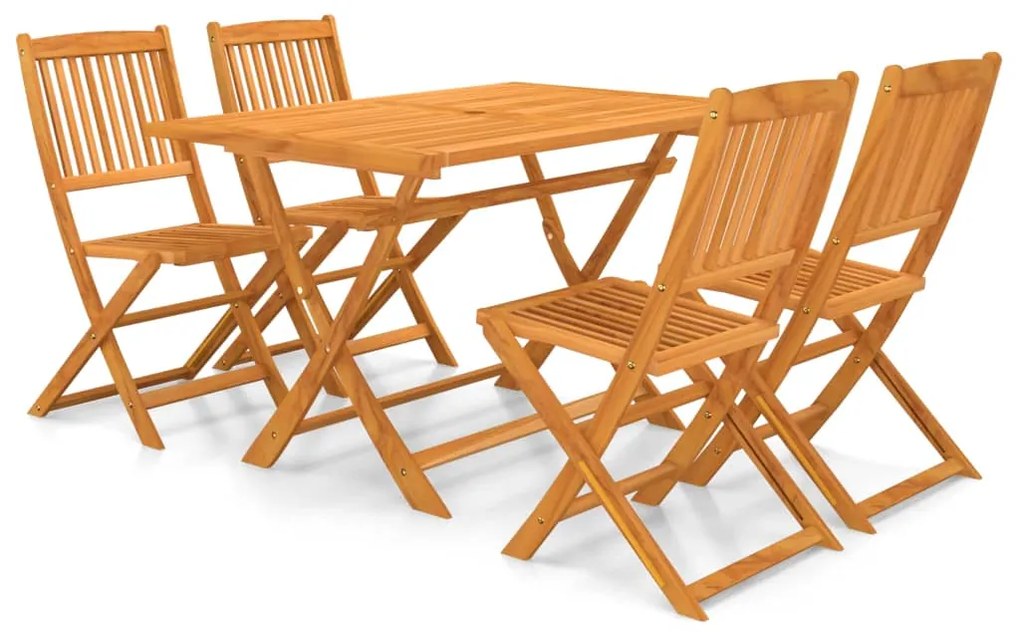 vidaXL 5 pcs conjunto jantar dobrável p/ jardim madeira acácia maciça
