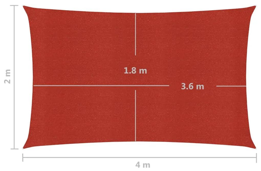Para-sol estilo vela 160 g/m² 2x4 m PEAD vermelho
