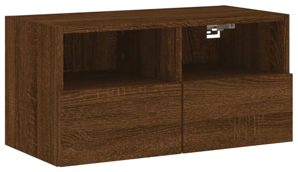 4pcs móveis de parede p/ TV derivados madeira carvalho castanho