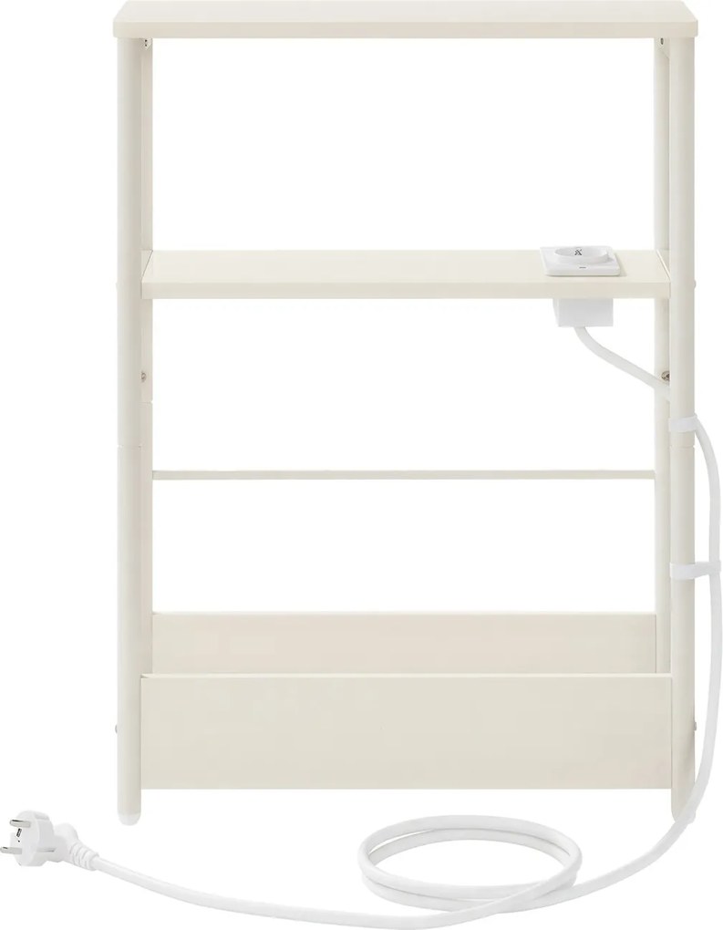 Mesa de apoio ou mesa cabeçeira estreita com 3 prateleiras com porta-revistas 18 x 45 x 58 cm branco creme