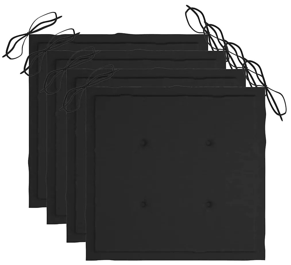 Cadeiras de jantar p/ jardim 3 pcs c/ almofadões acácia maciça