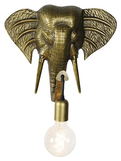 Candeeiro de parede vintage dourado - Animal Elefante