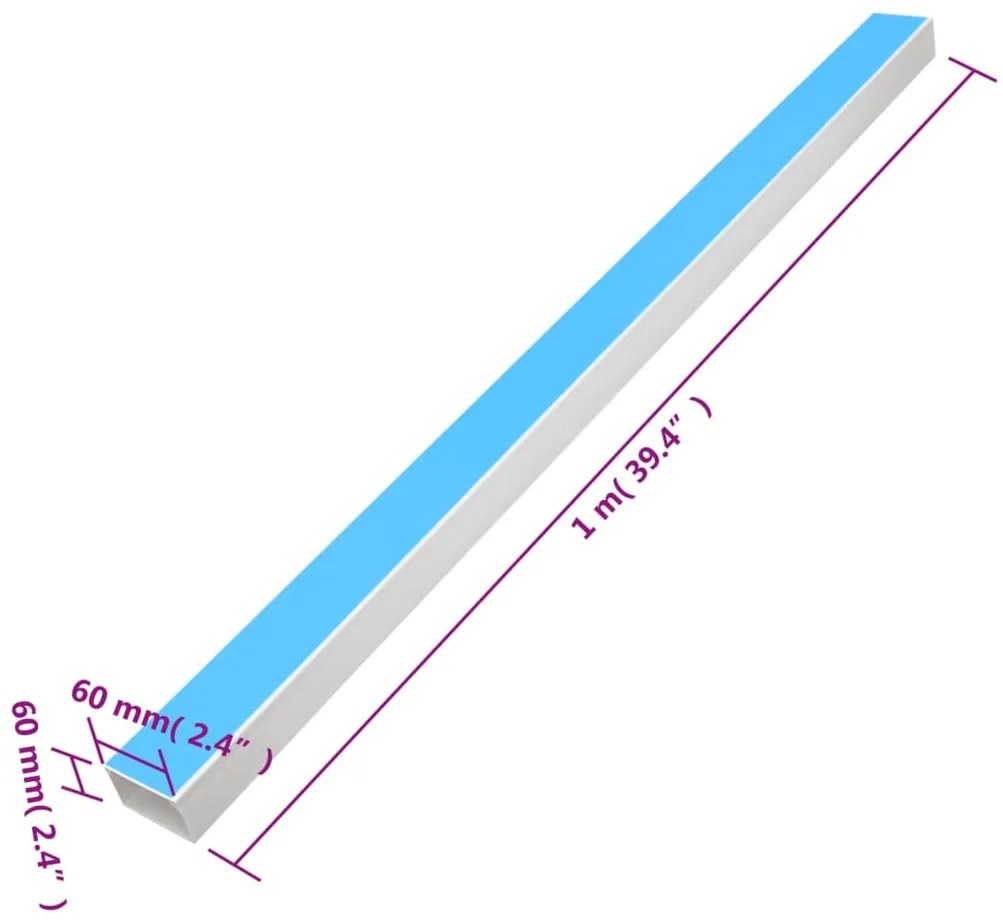 Calhas para cabos autoadesivas 60x60 mm 10 m PVC