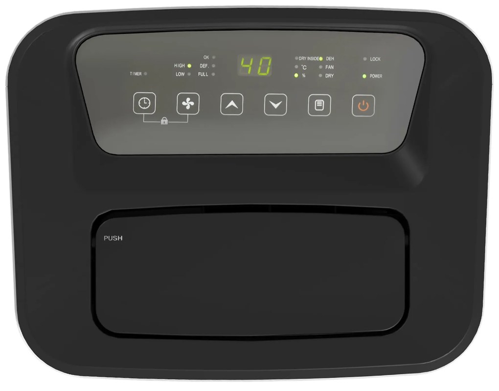 HOMCOM Desumidificador Elétrico Depósito de Água 6 Litros 20L/Dia com 4 Modos 2 Velocidades Ecrã LED Temporizador Silencioso para Dormitório Sala de Estar Cozinha 33,5x26x53 cm Branco