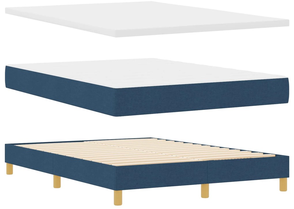 Cama Box Spring com Colchão Azul 140x200 cm Tecido