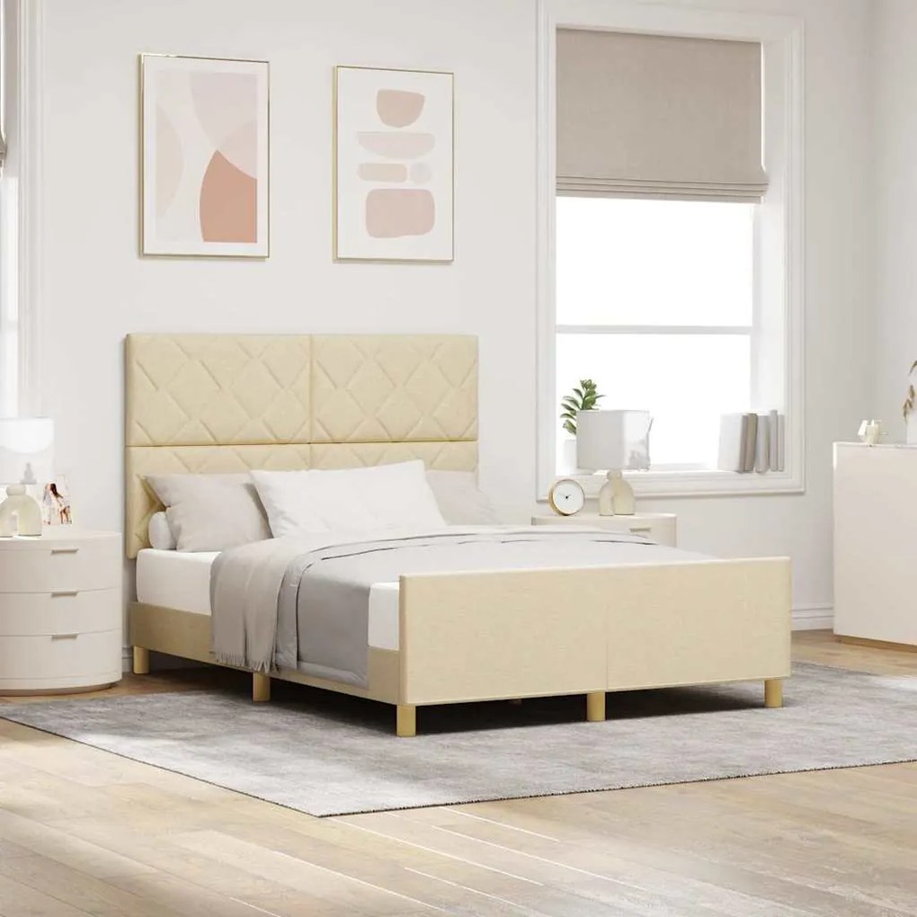 Cama de Tecido Creme vidaXL - 140x190 cm