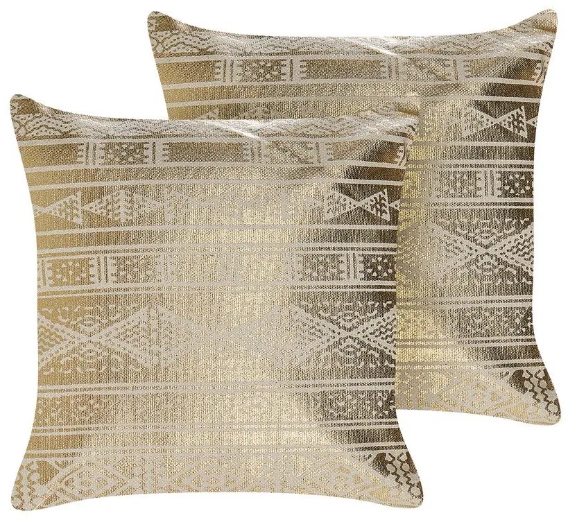 Conjunto de 2 almofadas com padrão geométrico 50 x 50 cm dourado OUJDA Beliani