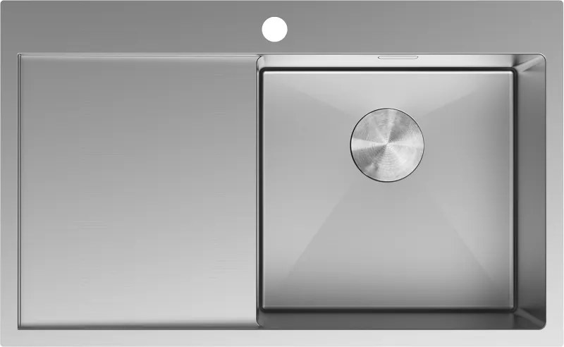Mexen Exar lava-loiça em aço inoxidável de 1 cuba com escorredor à direita 780 x 480 mm, inox - 6434781010P-01