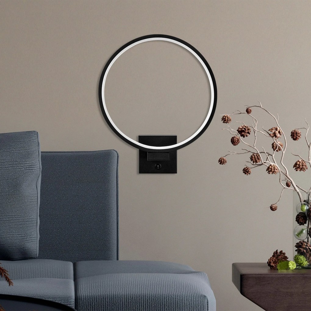 Candeeiro de Parede Halka – Preto – 30 x 36 x 9 cm