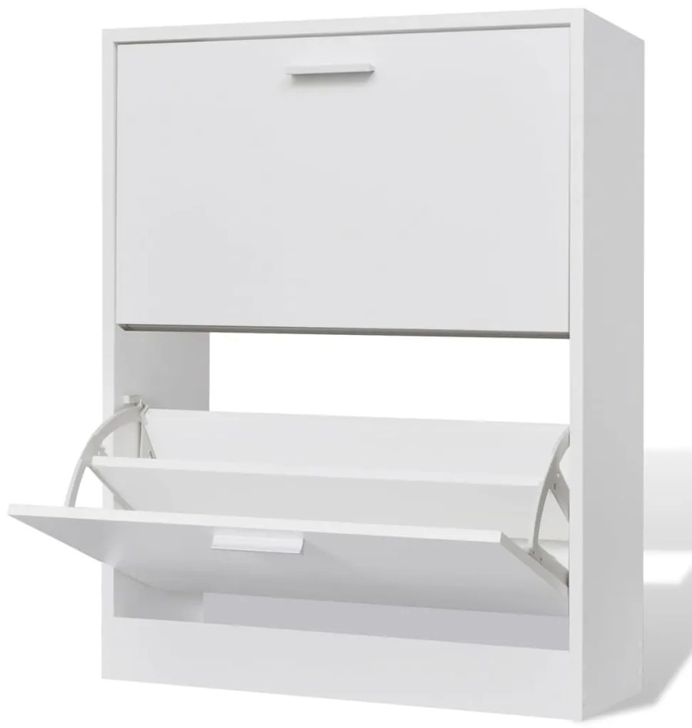 241242 vidaXL Sapateira com 2 compartimentos em madeira branco