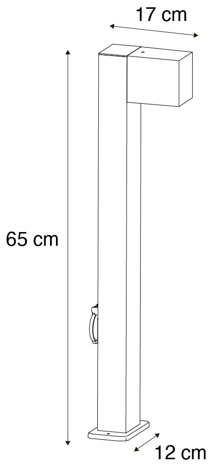 Candeeiro de exterior preto com estaca de terra e prensa-cabo 65cm Incl. Tomada IP44 - Baleno