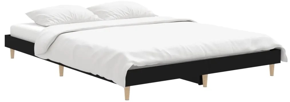 Estrutura de cama 135x190 cm derivados de madeira preto
