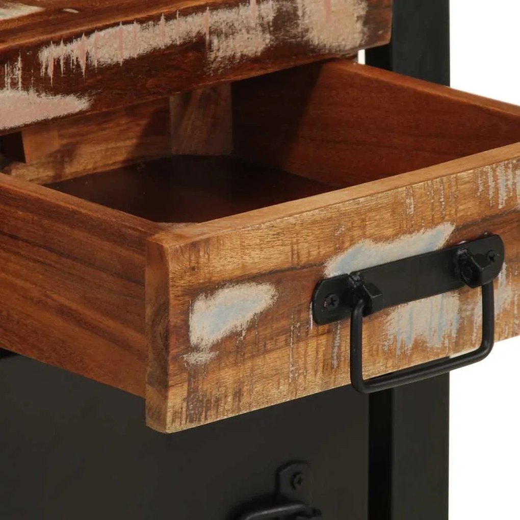 Mesa de cabeceira multicor 40x30x50cm madeira maciça recuperada