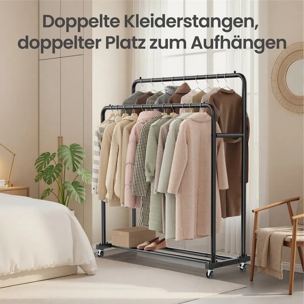 Guarda roupa aberto com rodas 46,5 x 110 x 155,5 cm Preto