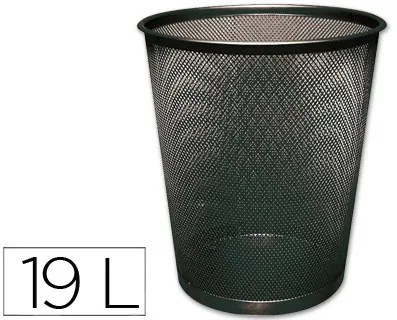 Cesto de Papeis Q-Connect de Rede Metálico Preto Capacidade 19 Litros 34,5x29,5 cm