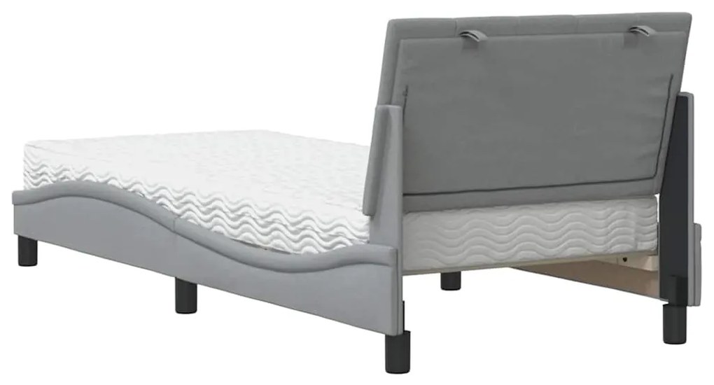 Cama com colchão 90x200 cm tecido cinzento-claro