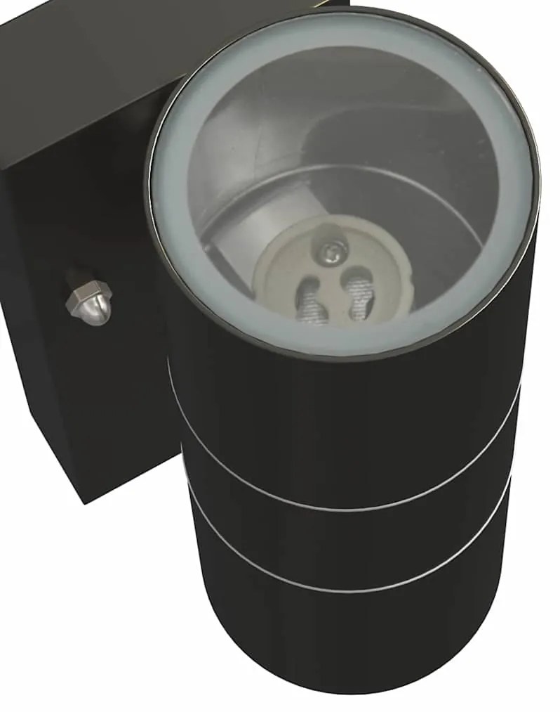 Luzes de Parede Externas 2 pcs Aço Inoxidável Preto IP44